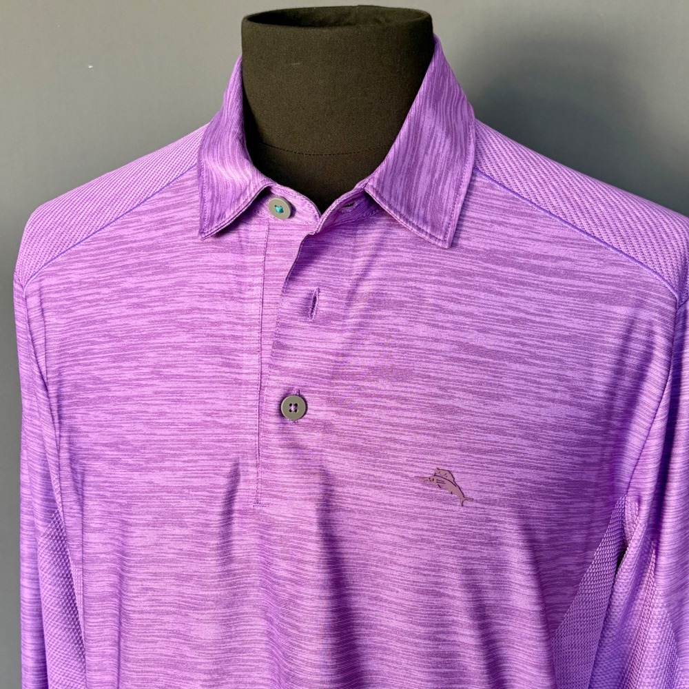 Tommy Bahama IslandZone Polo Shirt | Sz Medium‎ | Purple Space Dye Long Sleeve